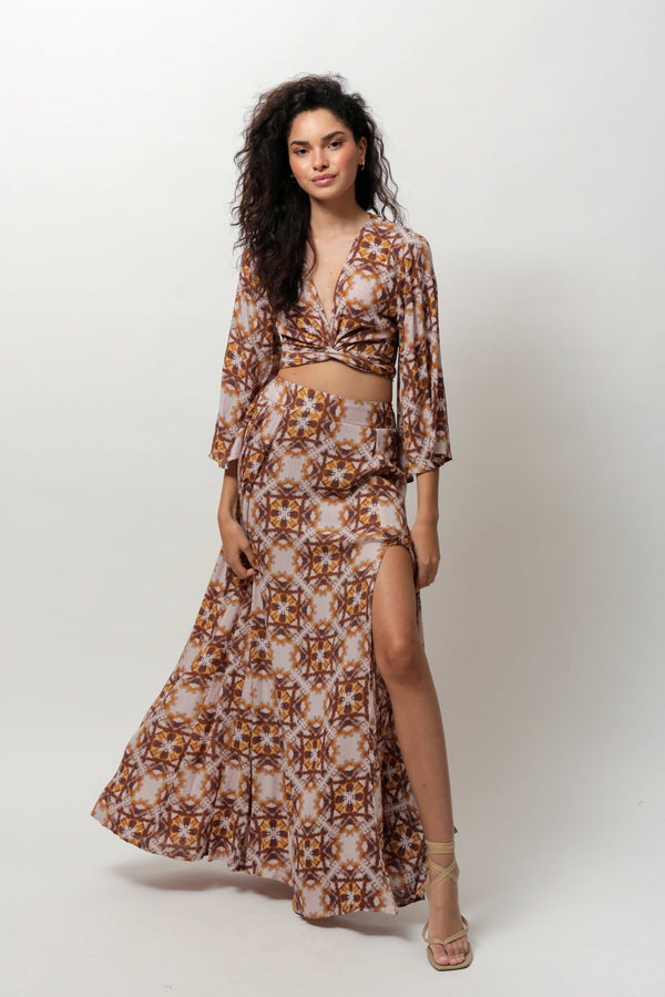 Everleigh Tie Dye Crop Top and Maxi Skirt Set